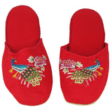 Embroidered Peacock Chinese Women's Cotton Slippers Blue Red Black Turquoise New