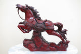 Horse - Stone Red Resin Chinese Figurine Statue Vintage Antique - 8"L x 8"H New