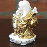 Elegant Laughing Happy Buddha Porcelain Gold Tone Chinese Figurine  4" tall New