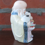 Shou Star Longevity God with 2 Boys Porcelain Figurine Statue - 5.5" tall - New