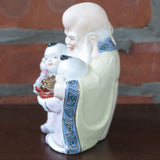 Shou Star Longevity God with 2 Boys Porcelain Figurine Statue - 5.5" tall - New