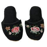 Handmade Embroidered Floral Chinese Women's Velvet Slippers Blue Red Black New