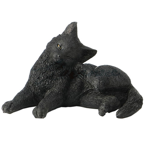 Black Cat - Rear Foot Scratching Ear Figurine Miniature 3"L New in Box