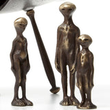 Flying Saucer w/ Alien Family of 3 Handmade Cast Bronze Aluminum Nelles 10"W New