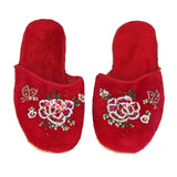 Handmade Embroidered Floral Chinese Women's Velvet Slippers Blue Red Black New